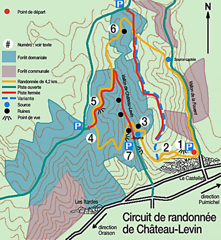 Plan de la randonnée Château Levin