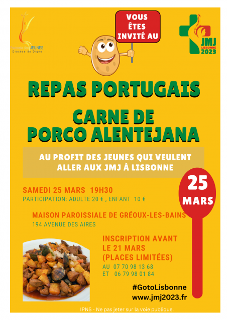 Repas portugais - Carne de porco Alentejana